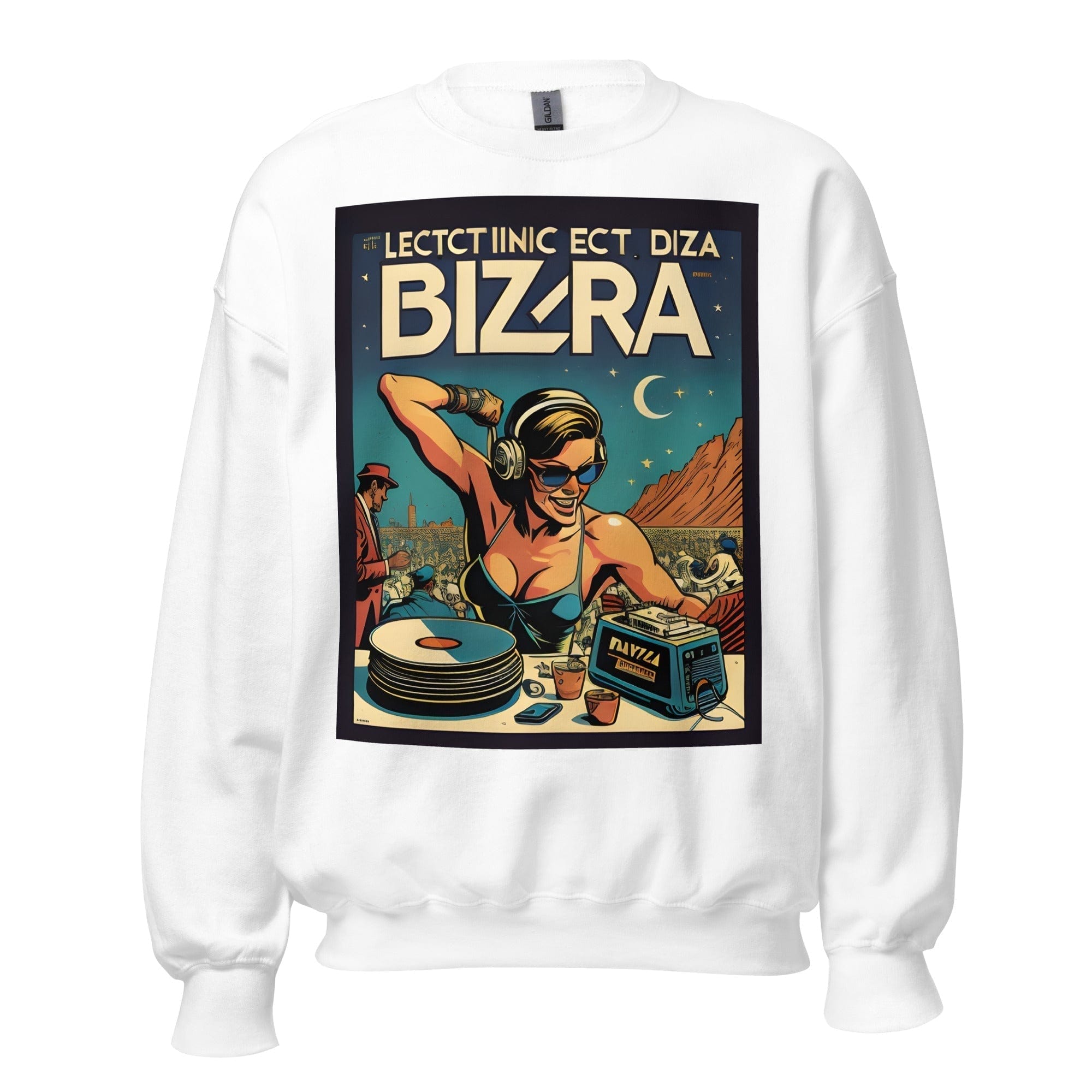 GRAPHIC T-SHIRTS White / S Unisex Crew Neck Sweatshirt - Ibiza Night Club Heroes Comic Series v.17