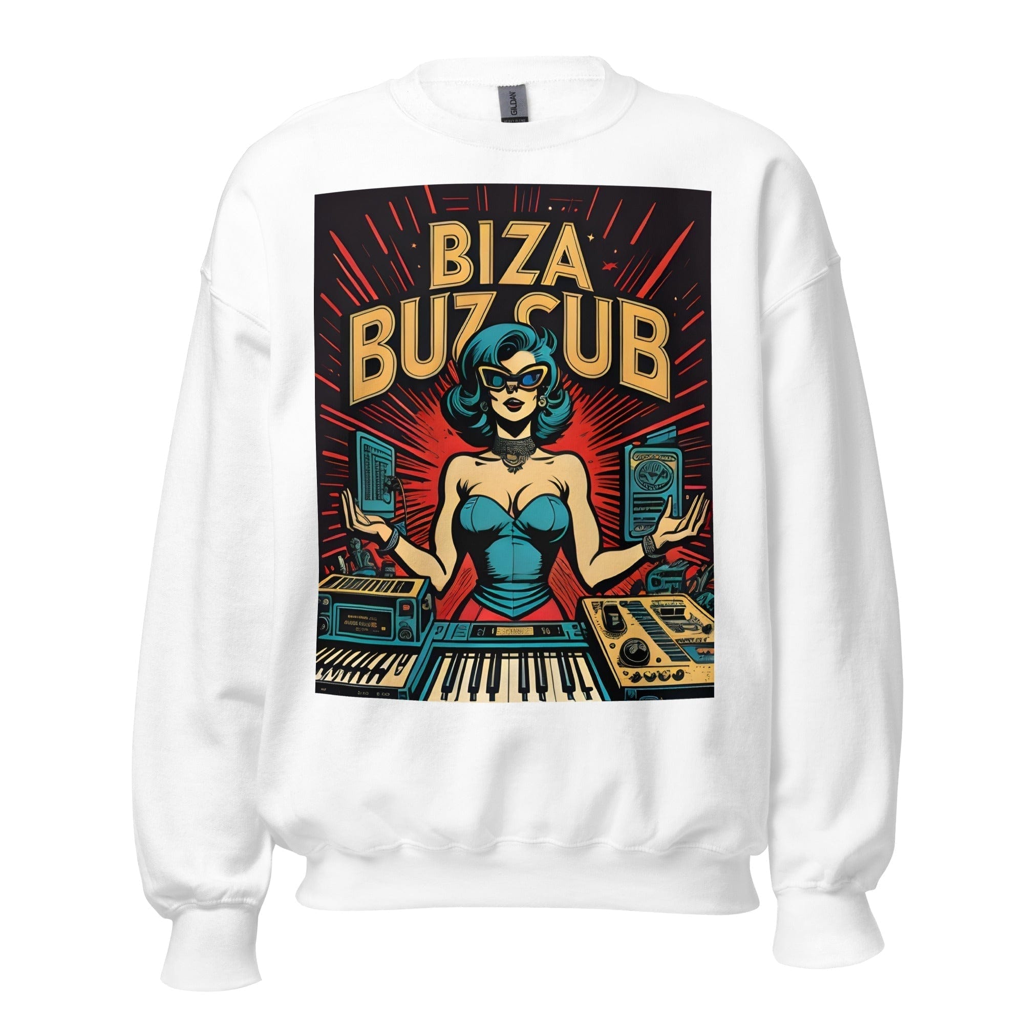 GRAPHIC T-SHIRTS White / S Unisex Crew Neck Sweatshirt - Ibiza Night Club Heroes Comic Series v.21