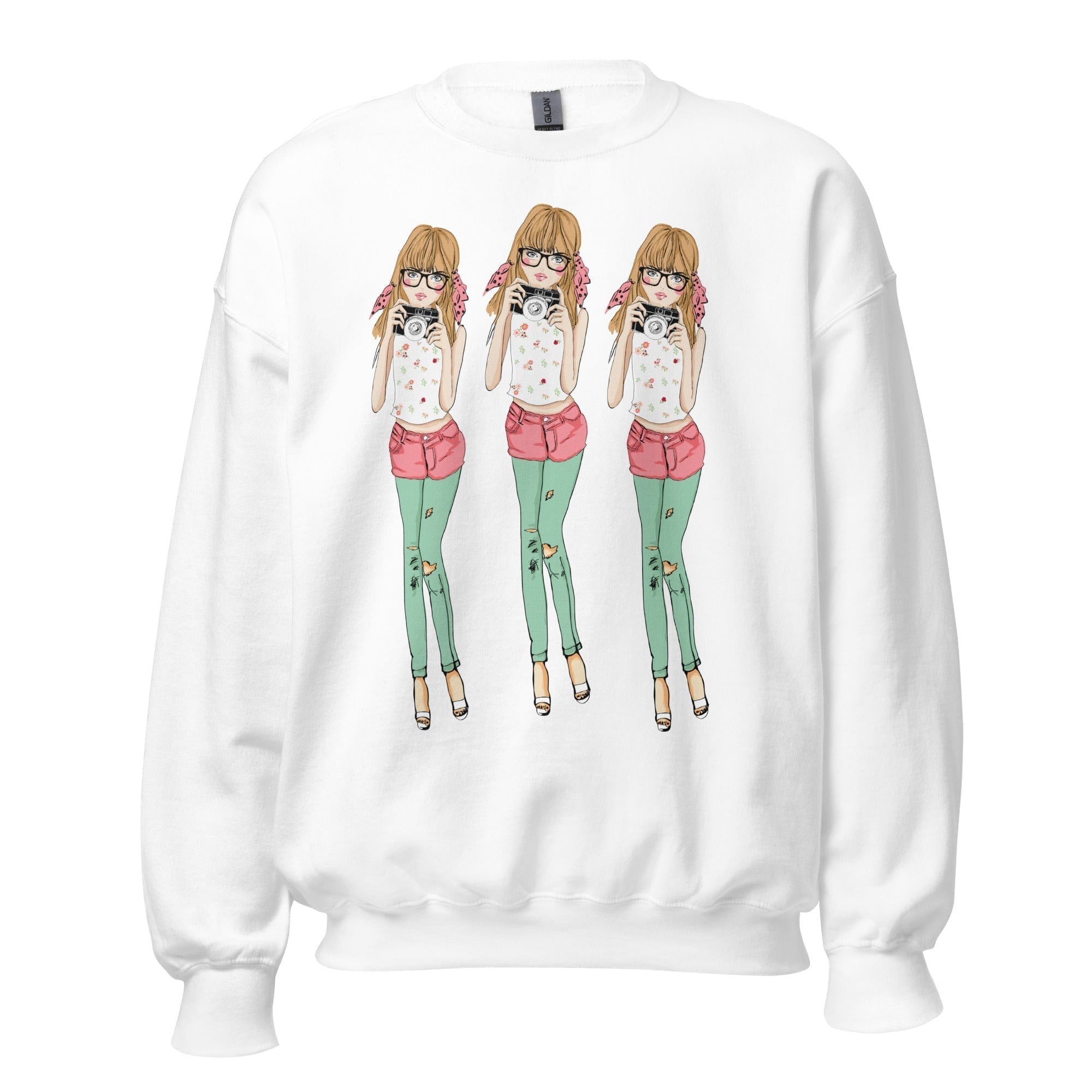 GRAPHIC T-SHIRTS White / S Unisex Crew Neck Sweatshirt - Photographer Girl