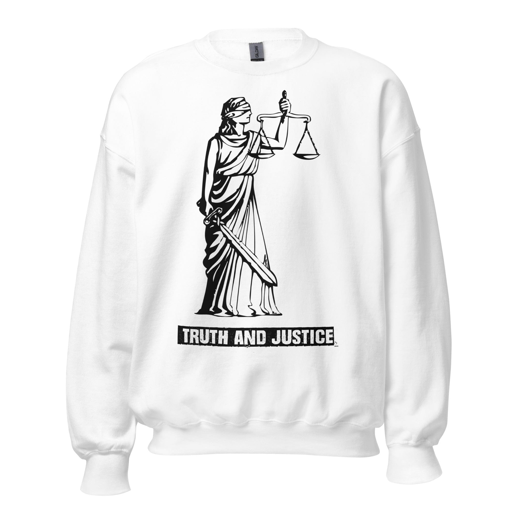 GRAPHIC T-SHIRTS White / S Unisex Crew Neck Sweatshirt - Truth And Justice