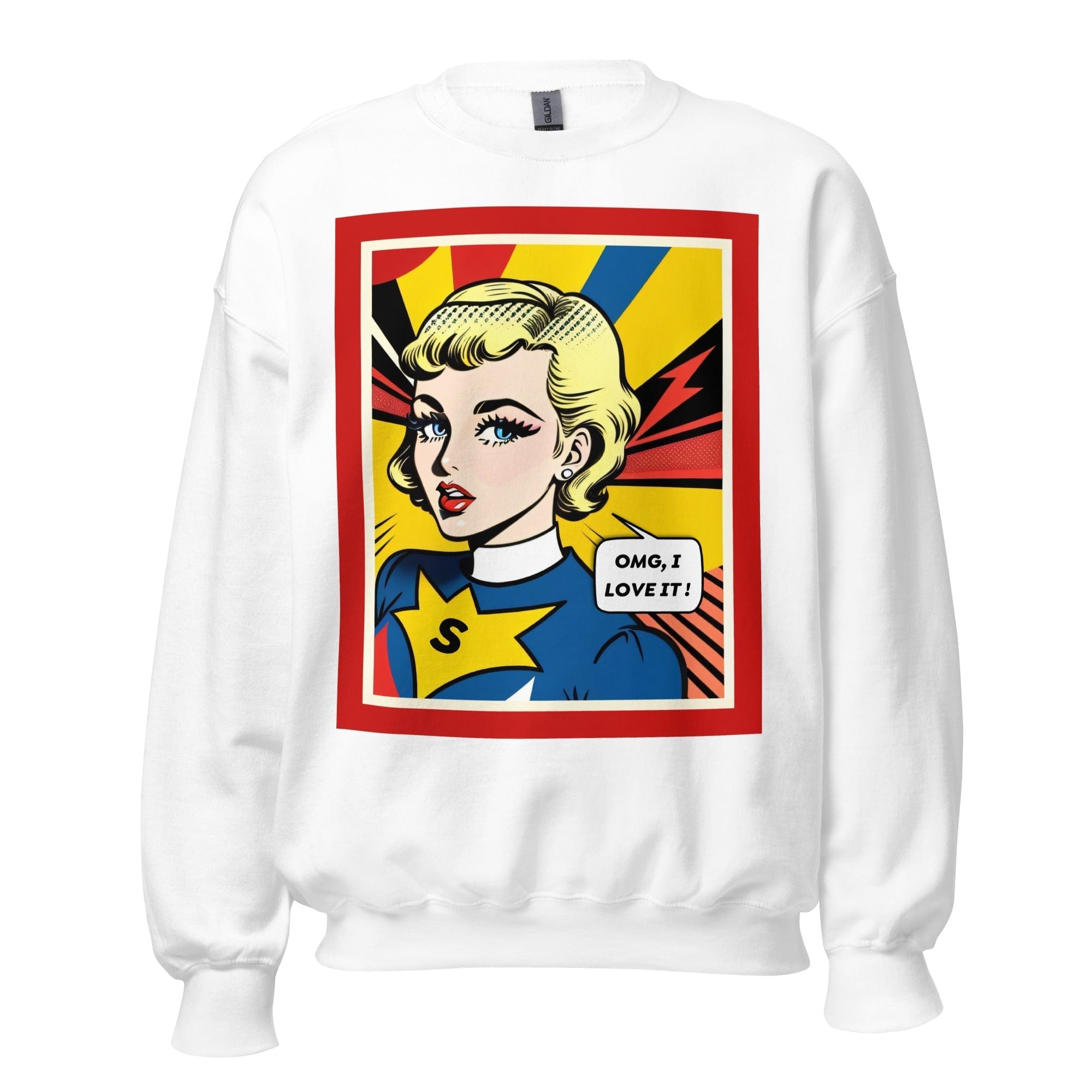 GRAPHIC T-SHIRTS White / S Unisex Crew Neck Sweatshirt - Vintage American Comic Series v.12