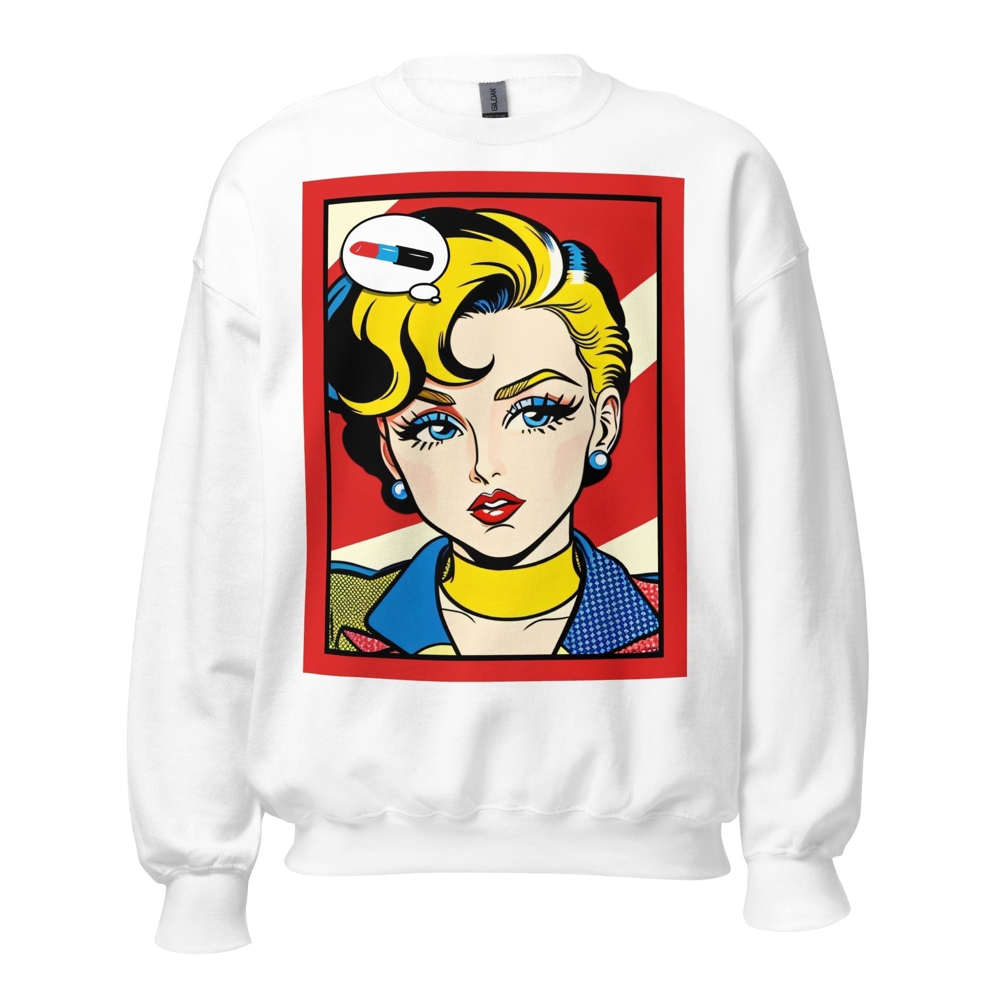 GRAPHIC T-SHIRTS White / S Unisex Crew Neck Sweatshirt - Vintage American Comic Series v.42