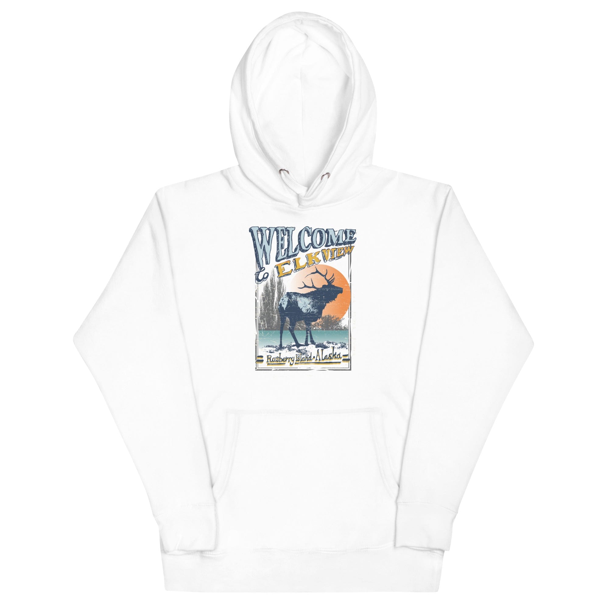 GRAPHIC T-SHIRTS White / S Unisex Premium Hoodie - Cotton Heritage - Welcome To Elkview Raspberry Island Alaska