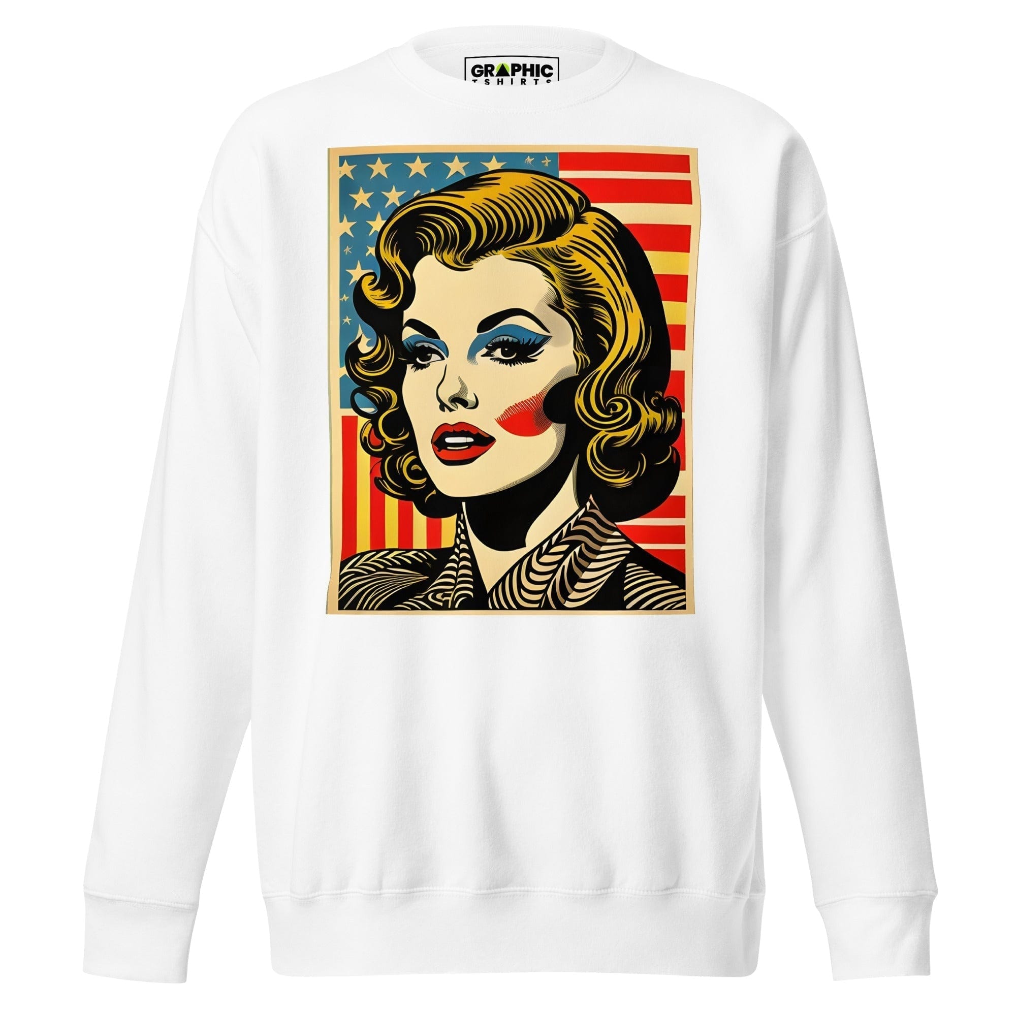 GRAPHIC T-SHIRTS White / S Unisex Premium Sweatshirt - Americana Series v.15