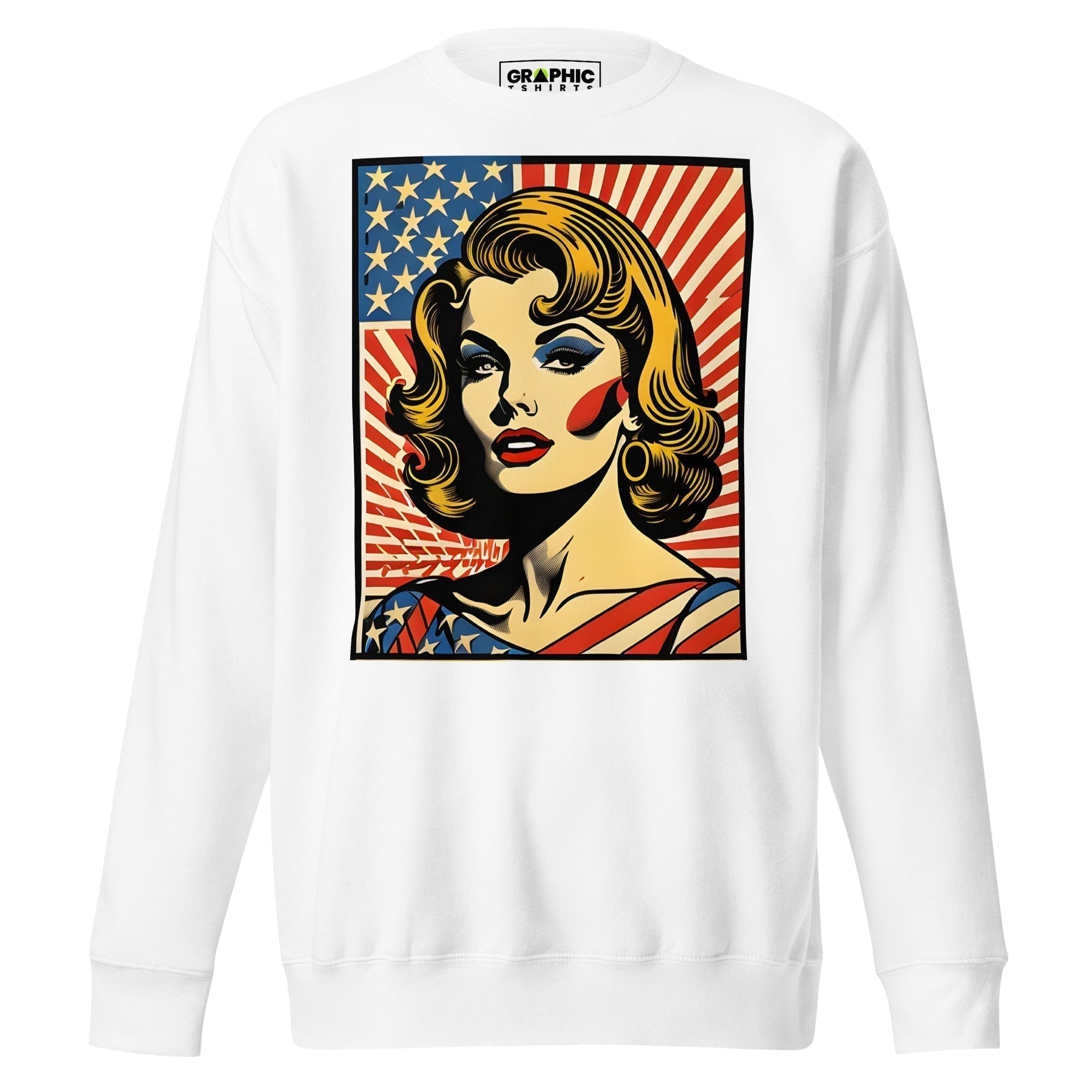 GRAPHIC T-SHIRTS White / S Unisex Premium Sweatshirt - Americana Series v.16