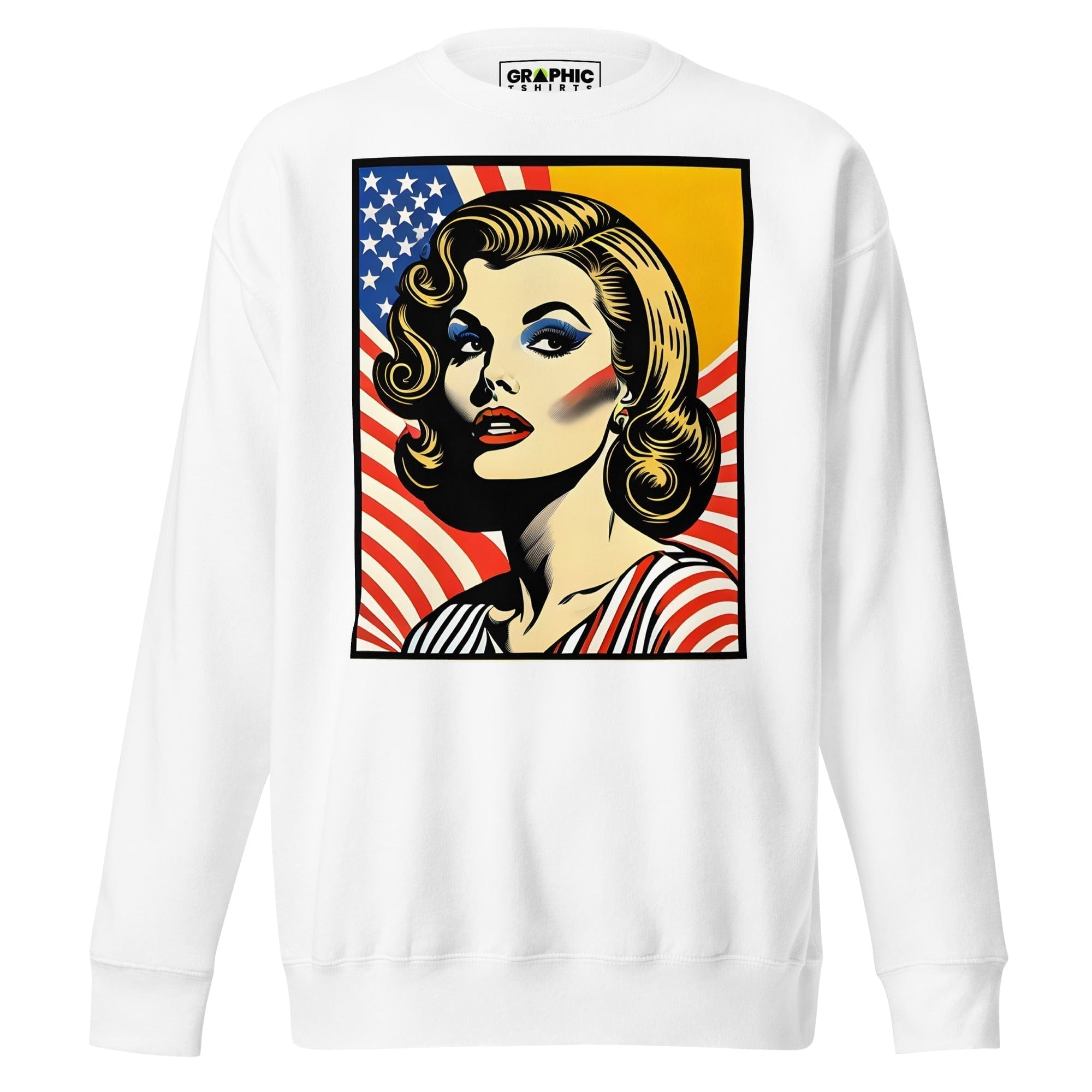 GRAPHIC T-SHIRTS White / S Unisex Premium Sweatshirt - Americana Series v.17