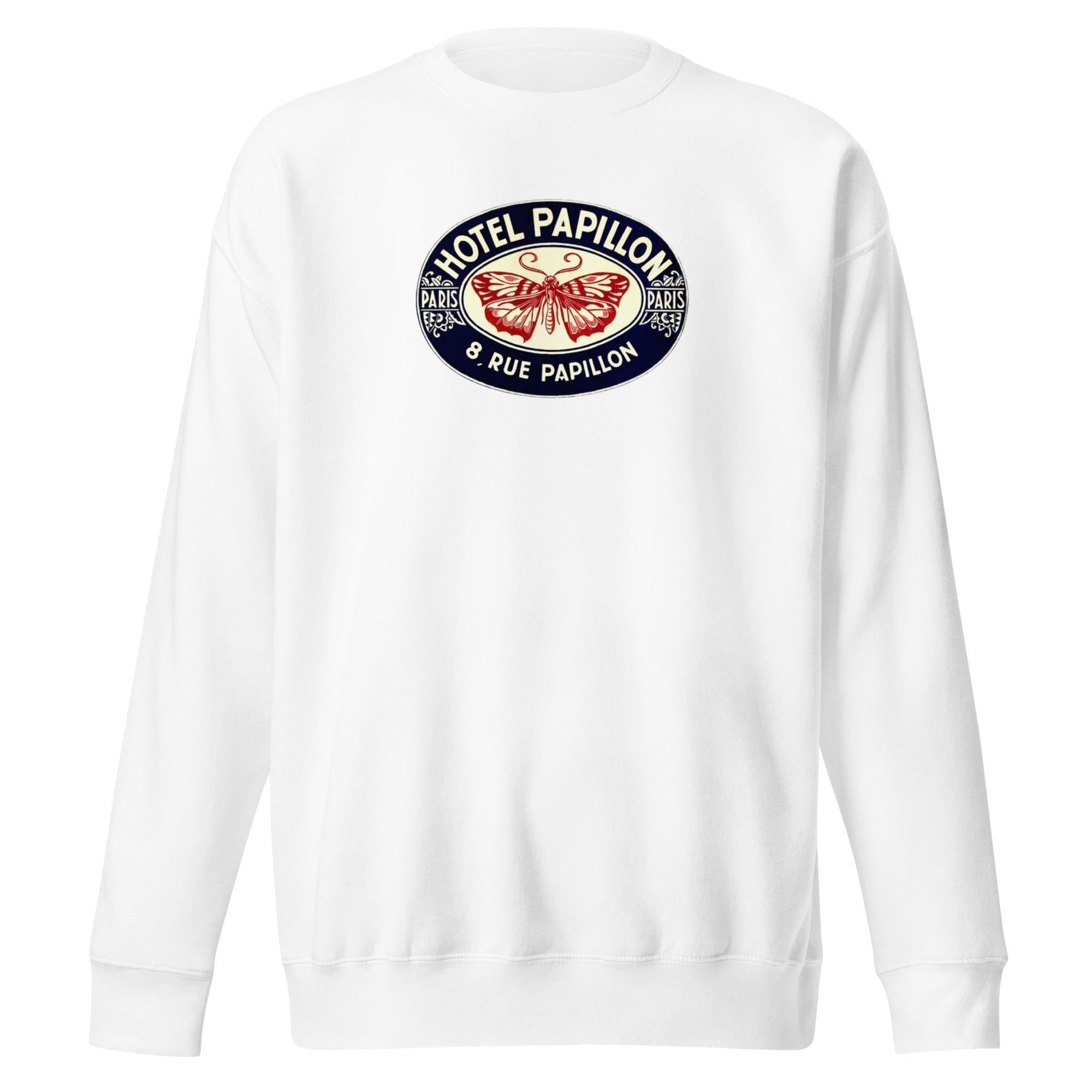 GRAPHIC T-SHIRTS White / S Unisex Premium Sweatshirt - Hotel Papillon 8 Rue Papillon Paris Vintage