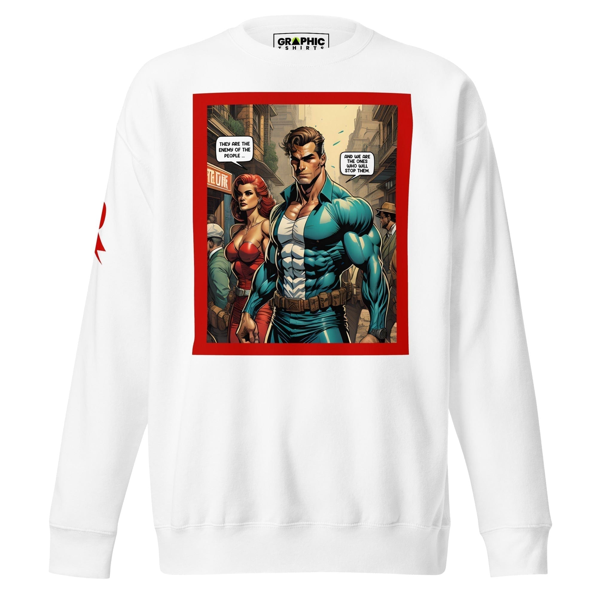 GRAPHIC T-SHIRTS White / S Unisex Premium Sweatshirt - Retribution: Heroes Unleashed v.57