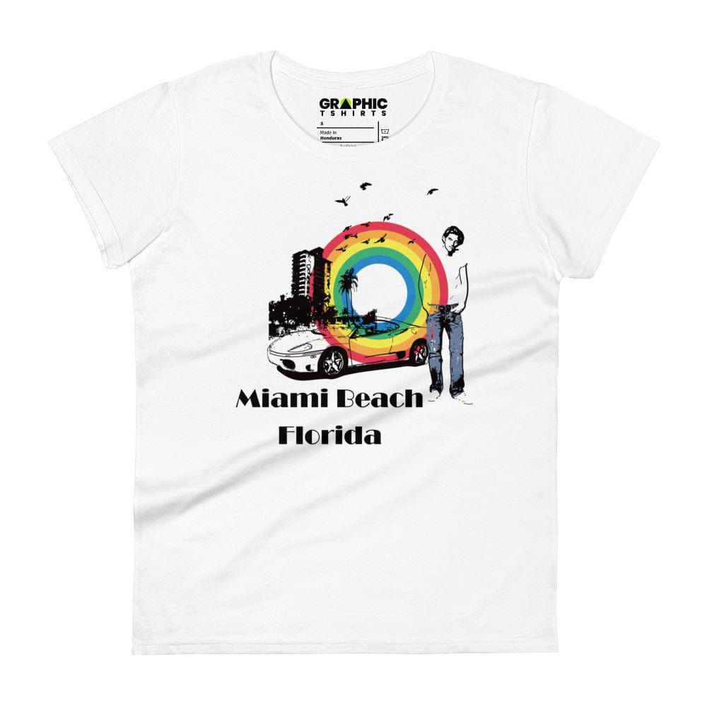 GRAPHIC T-SHIRTS White / S Women's Fashion Fit T-Shirt - Miami Beach Florida