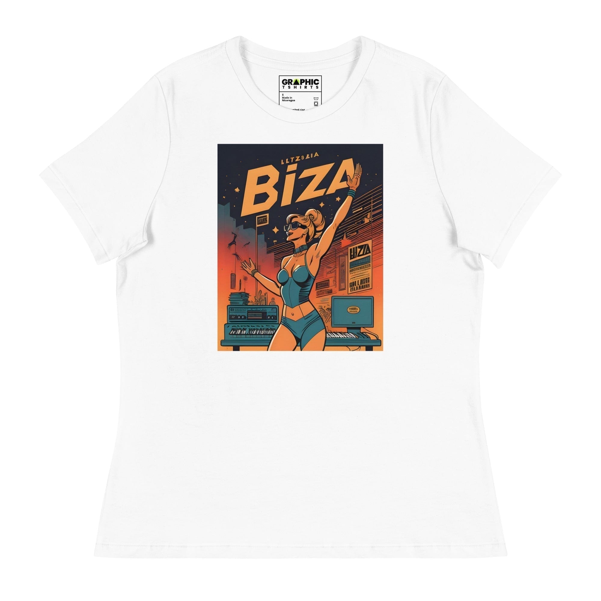 GRAPHIC T-SHIRTS White / S Women's Relaxed T-Shirt - Ibiza Night Club Heroes Comic Series v.23