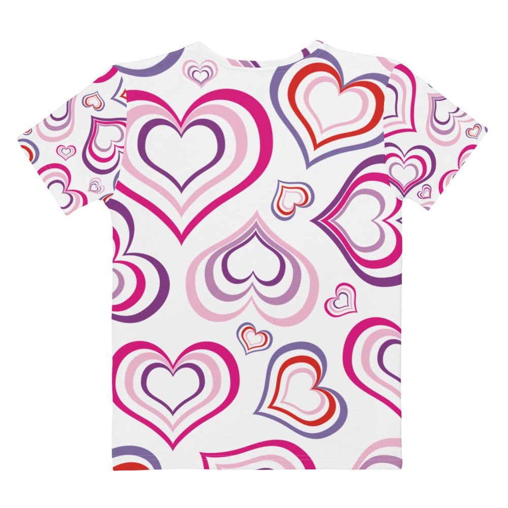 GRAPHIC T-SHIRTS Women's All-Over Print Crew Neck T-Shirt - Pink And Purple Hearts