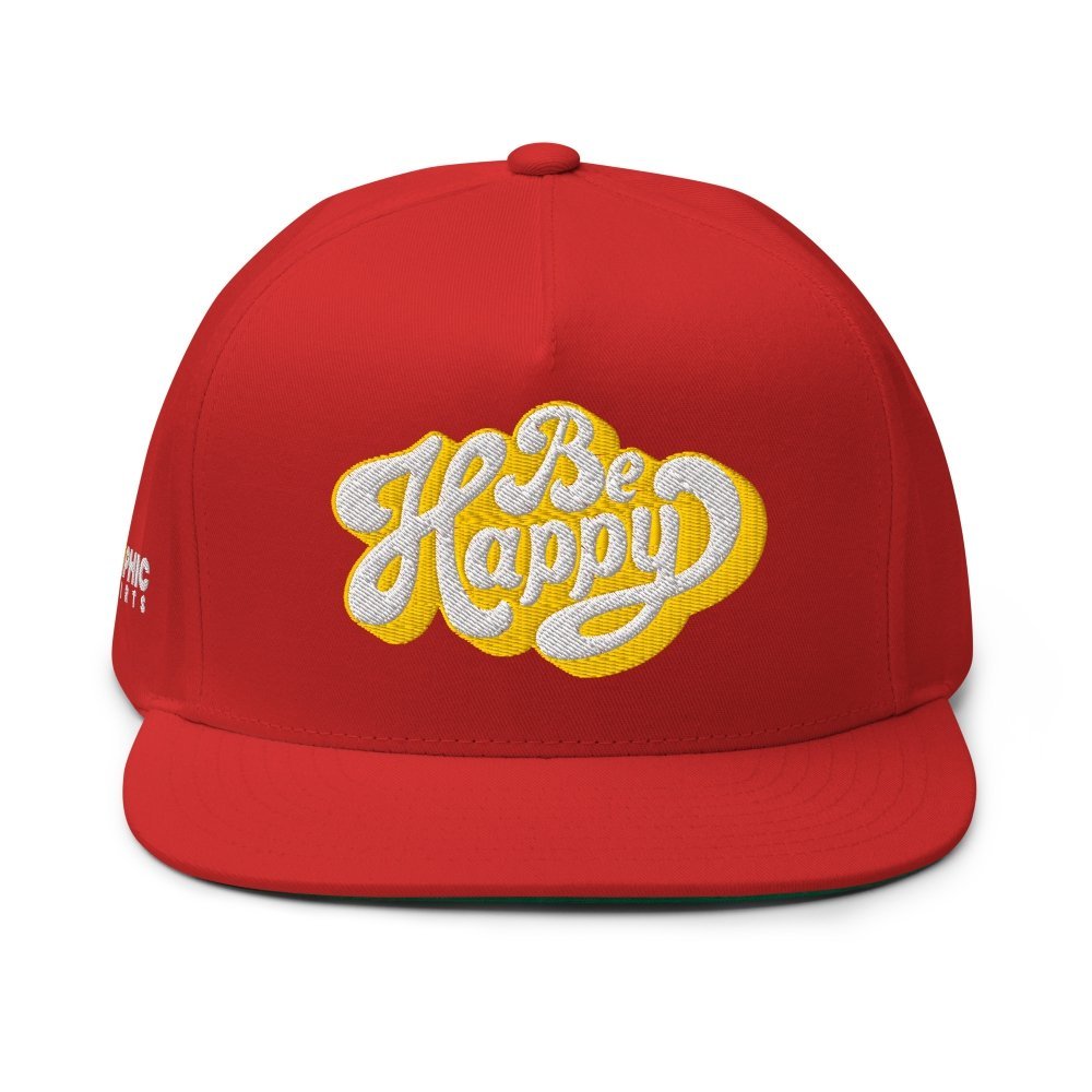 Flat Bill Cap - Be Happy — GRAPHIC T-SHIRTS