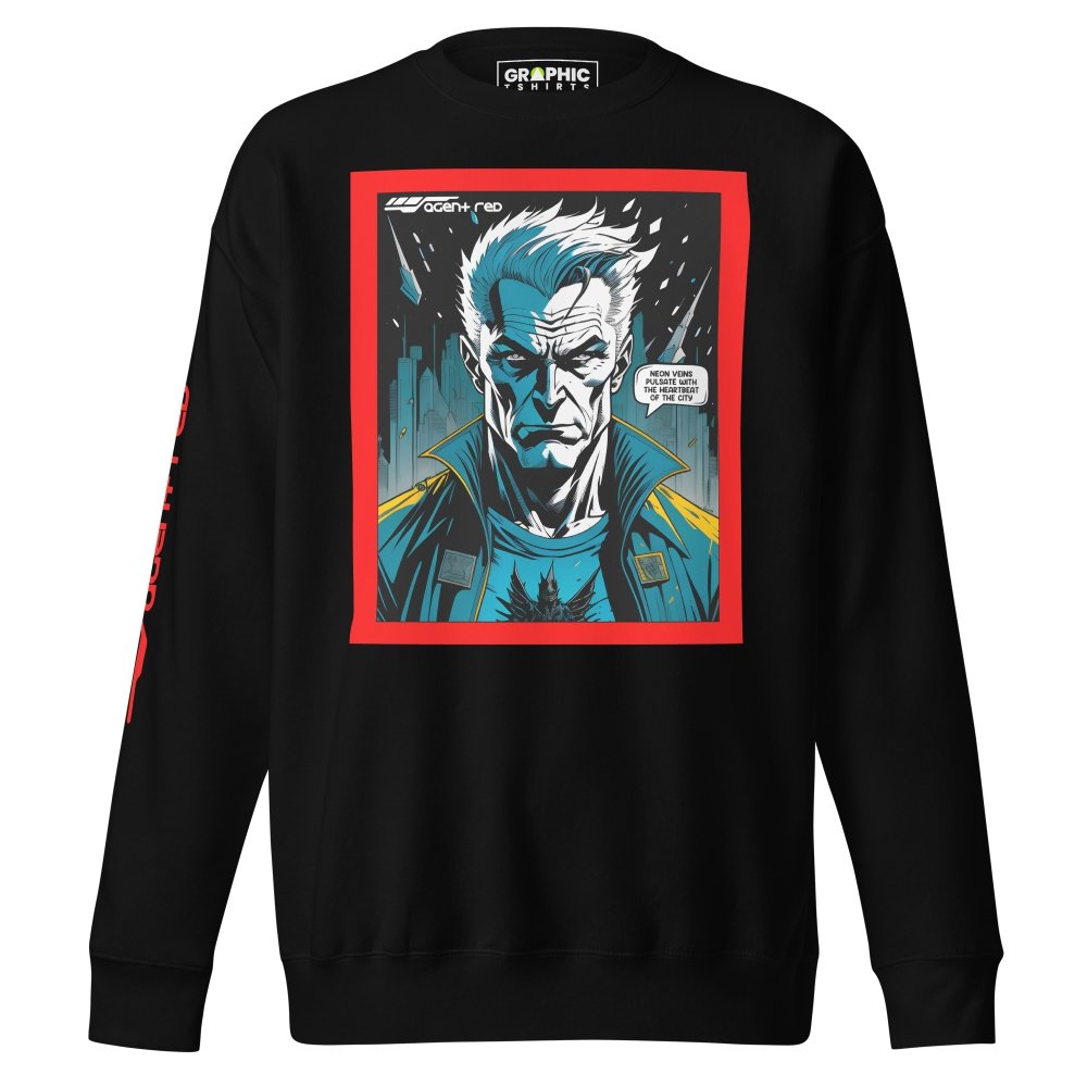 Unisex Premium Sweatshirt - Agent Red Cyberpunk Series v.67 — GRAPHIC T-SHIRTS