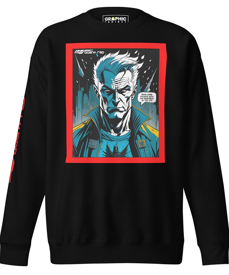 Unisex Premium Sweatshirt - Agent Red Cyberpunk Series v.67 | Sweatshirt | Buy Online | GRAPHIC T-SHIRTS