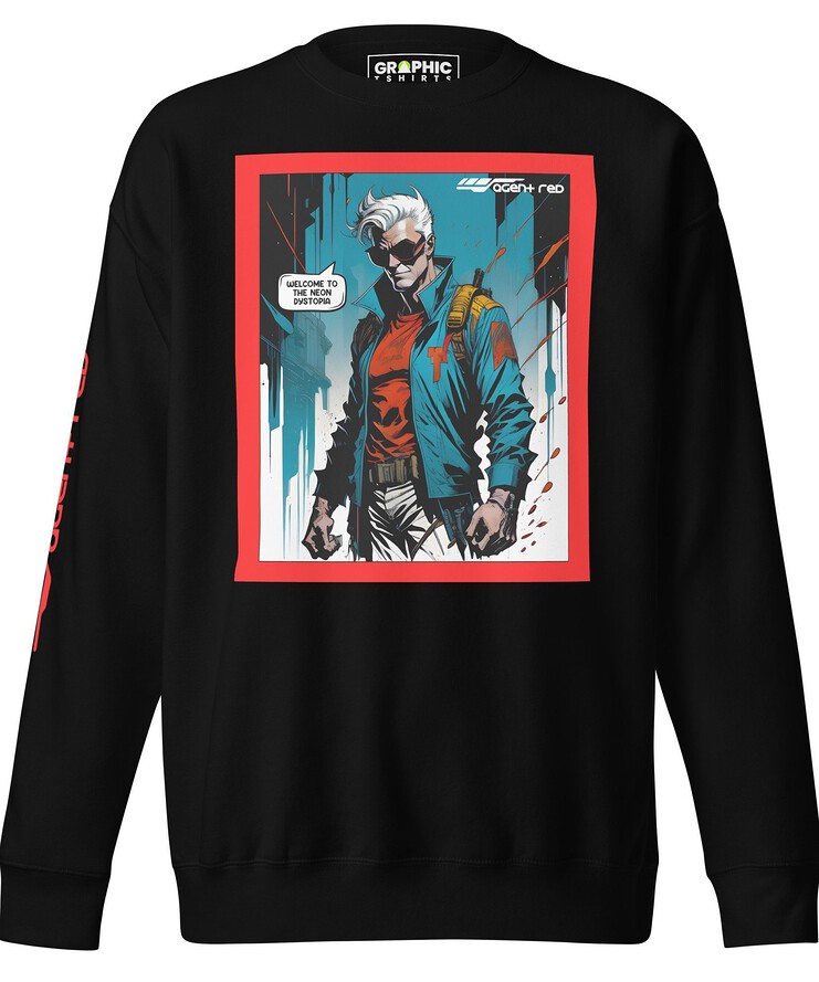 Unisex Premium Sweatshirt - Agent Red Cyberpunk Series v.58 | Sweatshirt | Buy Online | GRAPHIC T-SHIRTS