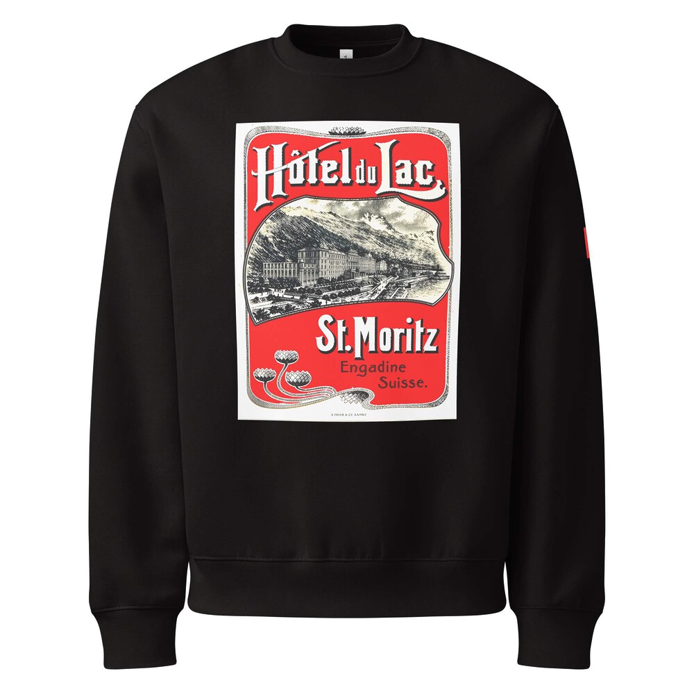 Oversized Heavyweight Sweatshirt - Hotel Du Lac St Moritz Switzerland Vintage — GRAPHIC T-SHIRTS