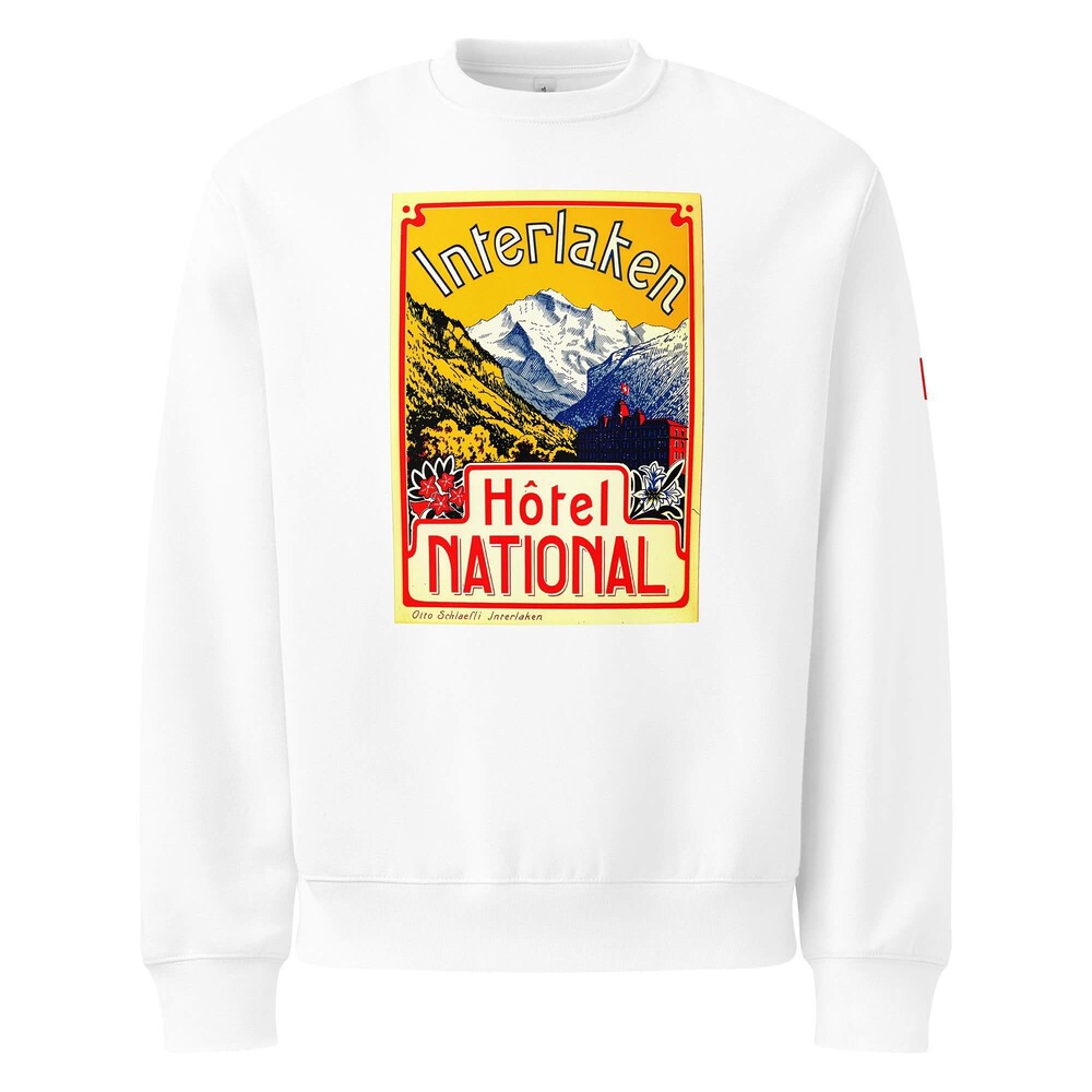 Oversized Heavyweight Sweatshirt - Hotel National Interlaken Switzerland Vintage — GRAPHIC T-SHIRTS