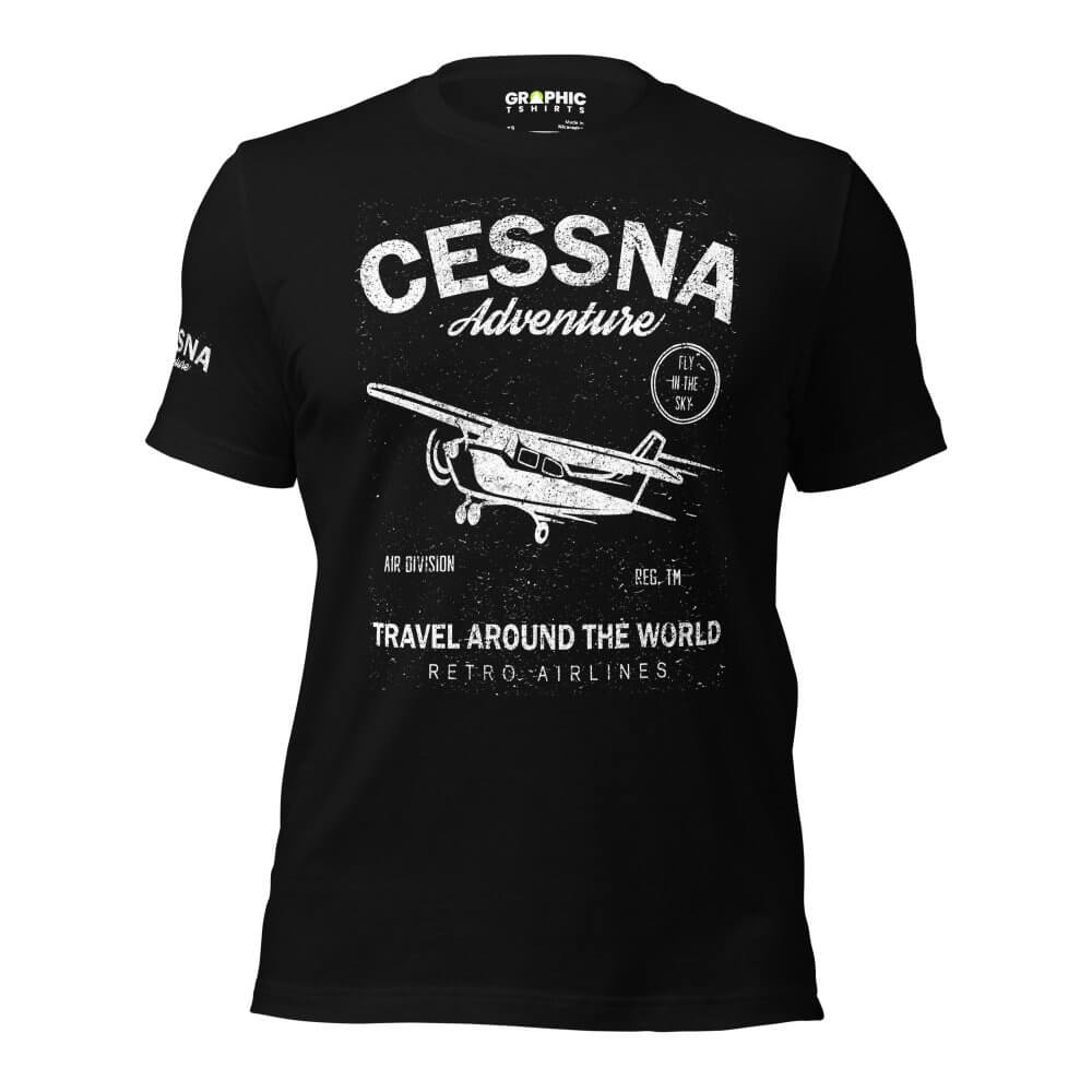 Unisex Staple T-Shirt - Cessna Adventure Travel Around The World Retro Airlines — GRAPHIC T-SHIRTS