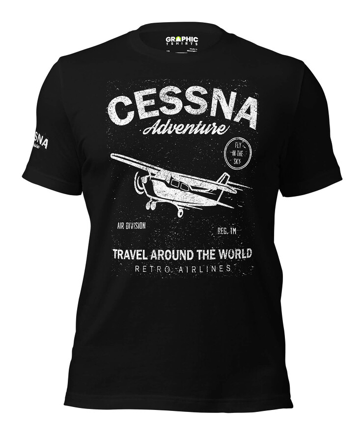 Unisex Staple T-Shirt - Cessna Adventure Travel Around The World Retro Airlines | T-Shirt | Buy Online | GRAPHIC T-SHIRTS